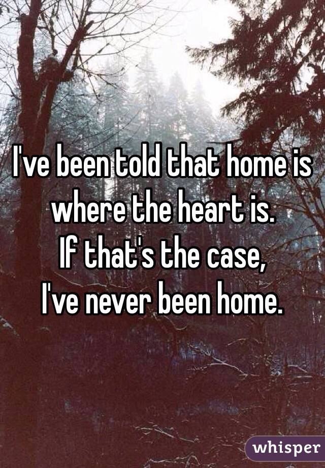 I've been told that home is where the heart is. 
If that's the case,
I've never been home. 