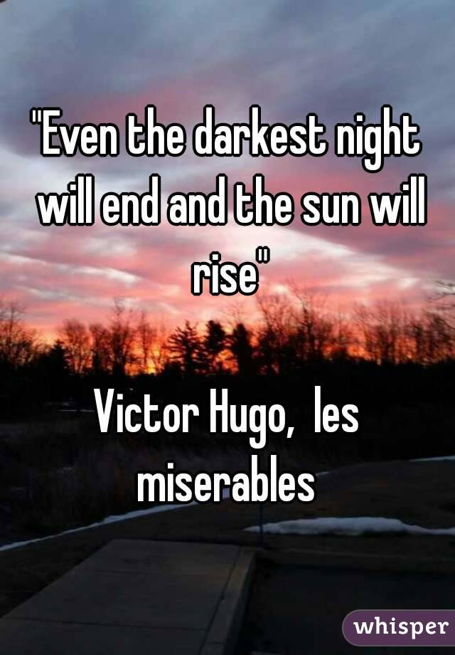 "Even the darkest night will end and the sun will rise"

Victor Hugo,  les miserables 