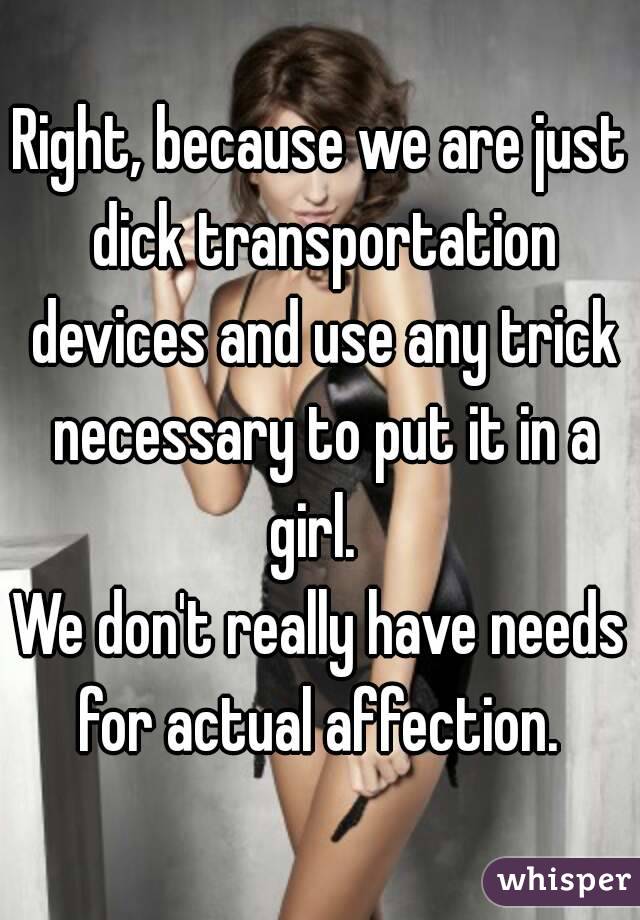 Right, because we are just dick transportation devices and use any trick necessary to put it in a girl.  
We don't really have needs for actual affection. 