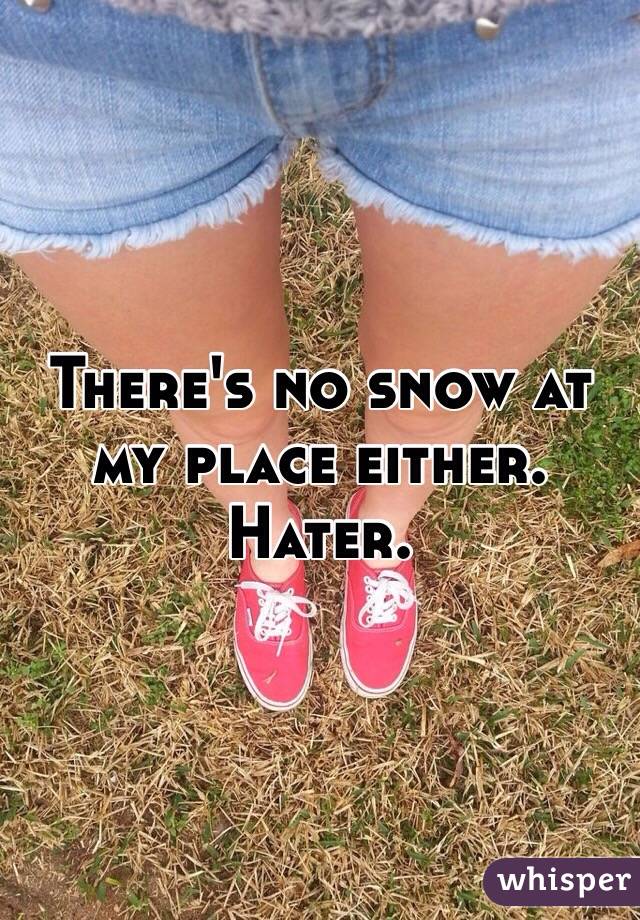 There's no snow at my place either. Hater. 
