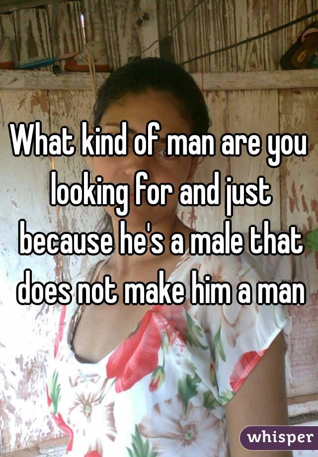 What kind of man are you looking for and just because he's a male that does not make him a man