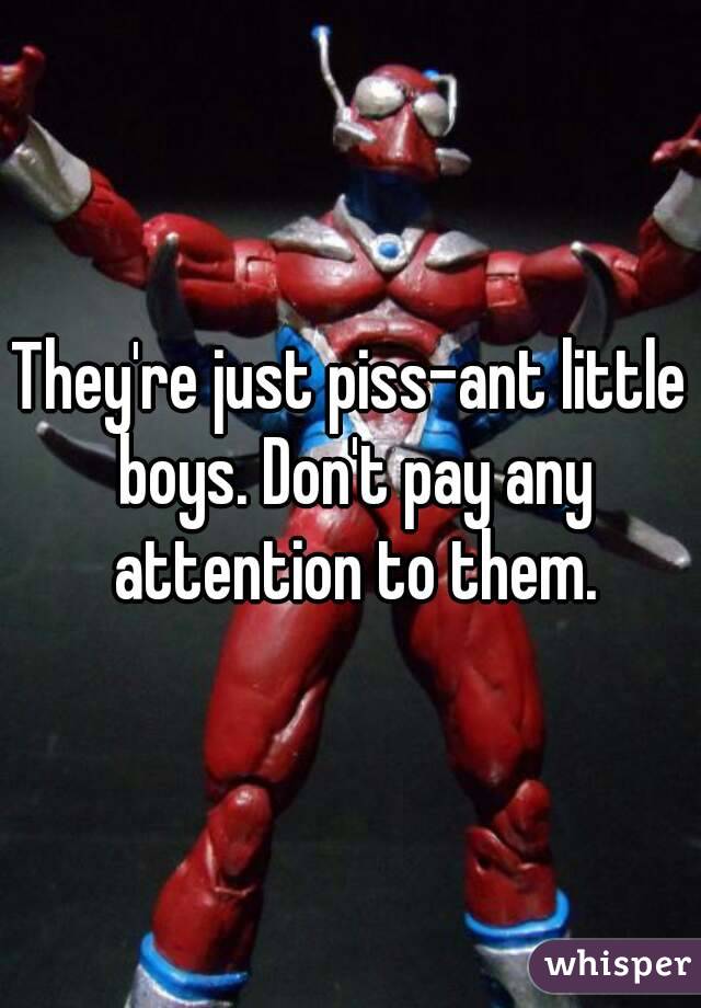 They're just piss-ant little boys. Don't pay any attention to them.
