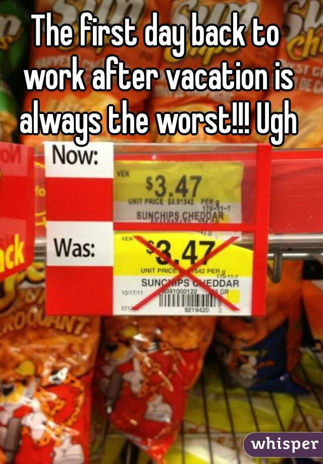 The first day back to work after vacation is always the worst!!! Ugh