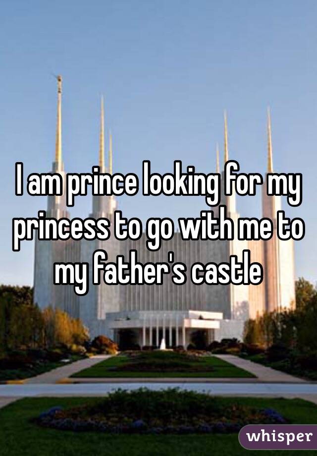 I am prince looking for my princess to go with me to my father's castle