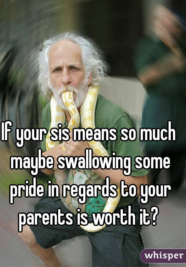 If your sis means so much maybe swallowing some pride in regards to your parents is worth it? 
