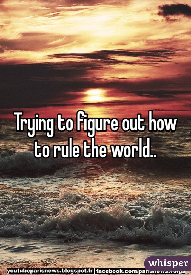 Trying to figure out how to rule the world..