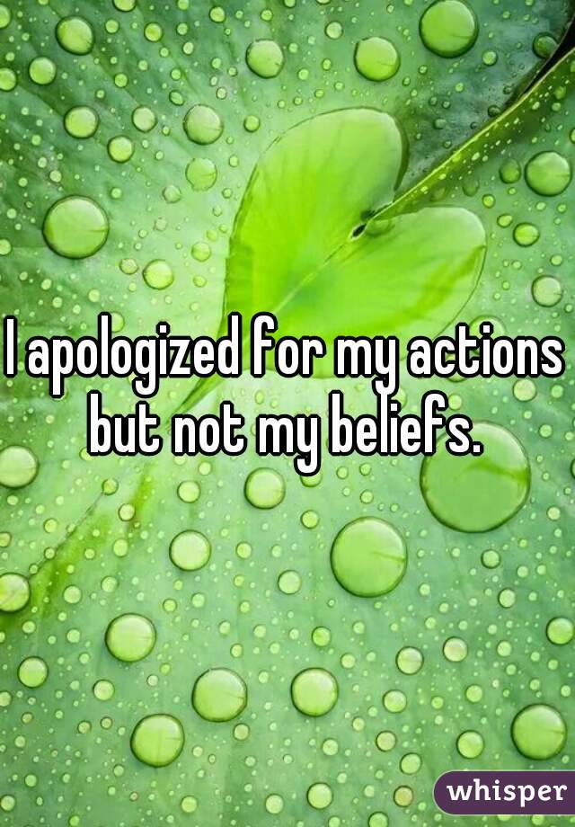 I apologized for my actions but not my beliefs. 