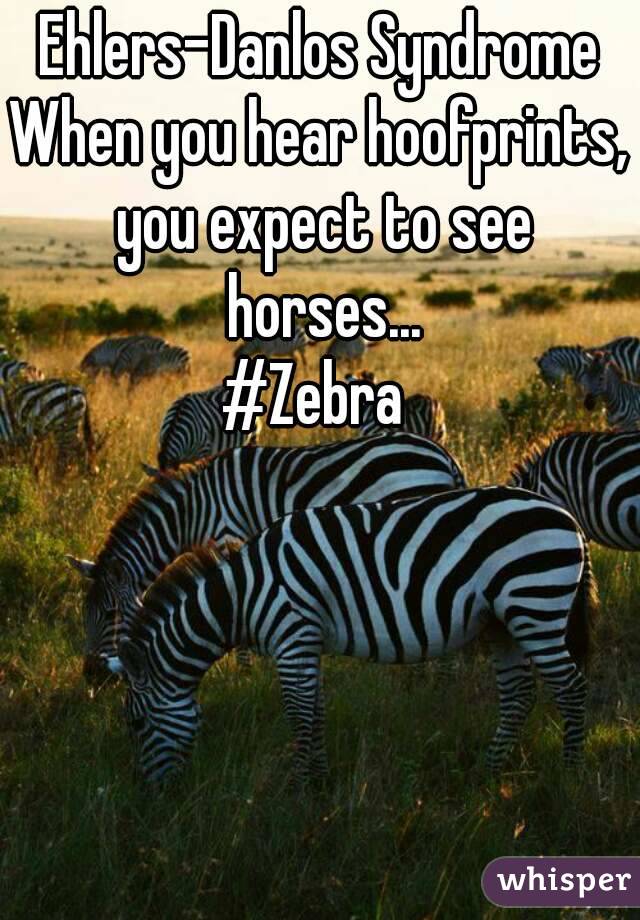Ehlers-Danlos Syndrome
When you hear hoofprints, you expect to see horses...
#Zebra 