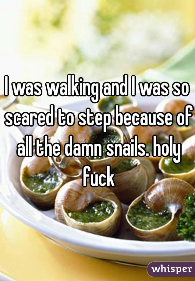 I was walking and I was so scared to step because of all the damn snails. holy fuck