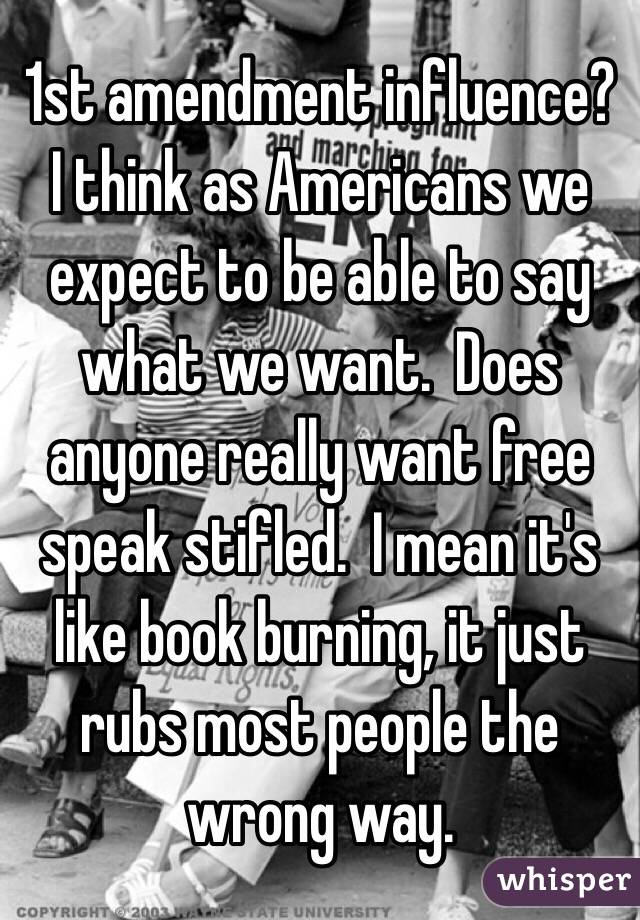 1st amendment influence? I think as Americans we expect to be able to say what we want.  Does anyone really want free speak stifled.  I mean it's like book burning, it just rubs most people the wrong way.