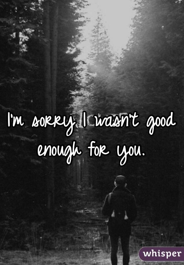 I'm sorry I wasn't good enough for you. 