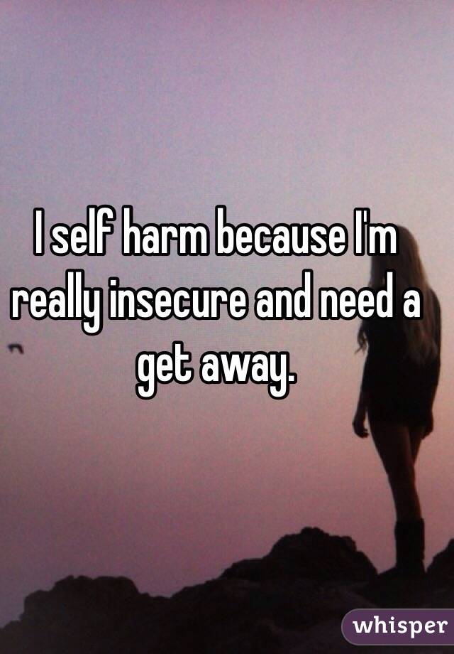 I self harm because I'm really insecure and need a get away. 