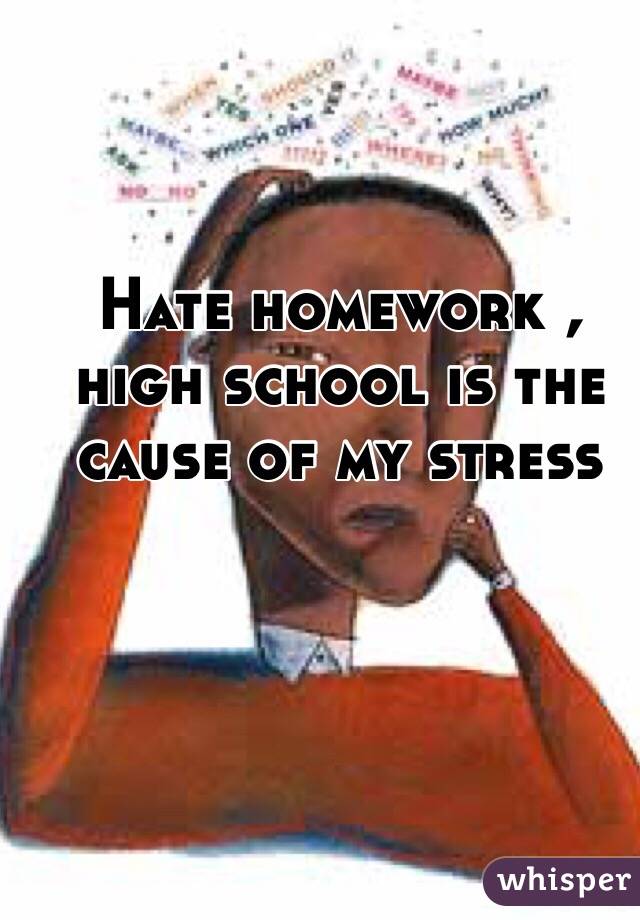 Hate homework , high school is the cause of my stress 