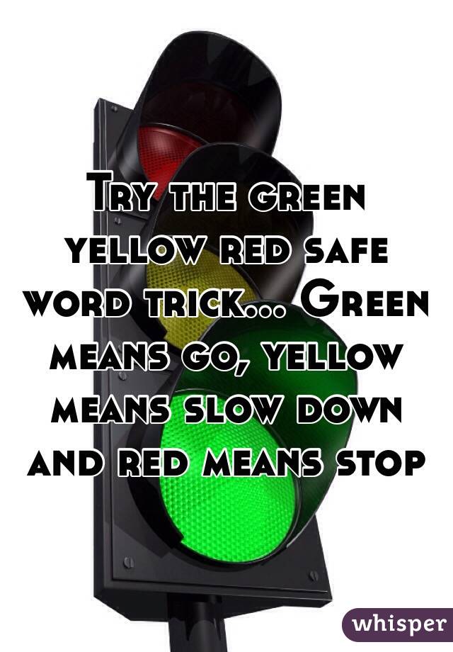 Try the green yellow red safe word trick... Green means go, yellow means slow down and red means stop