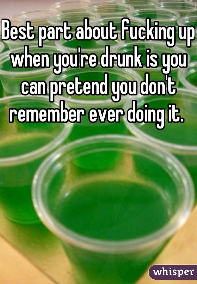 Best Part About Fucking Up When You Re Drunk Is You Can Pretend You Don T Remember Ever Doing It