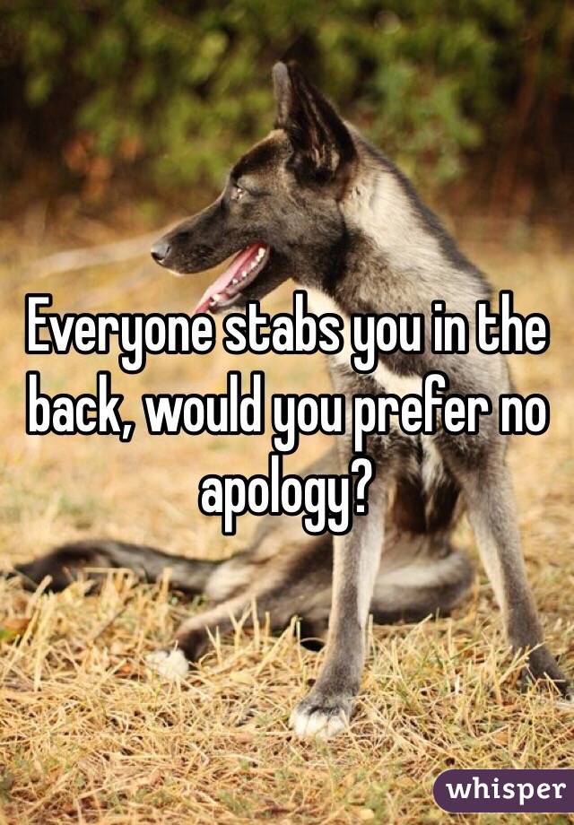 Everyone stabs you in the back, would you prefer no apology?