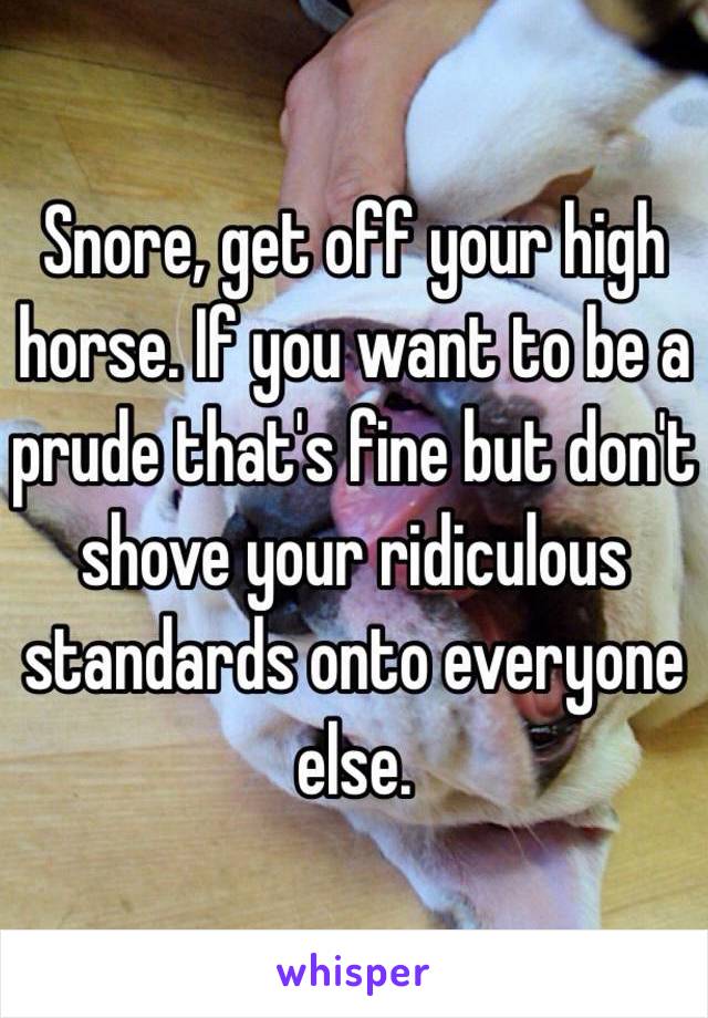 Snore, get off your high horse. If you want to be a prude that's fine but don't shove your ridiculous standards onto everyone else.