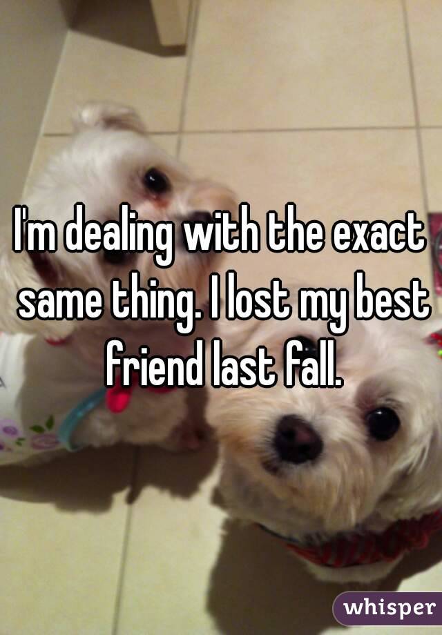 I'm dealing with the exact same thing. I lost my best friend last fall.