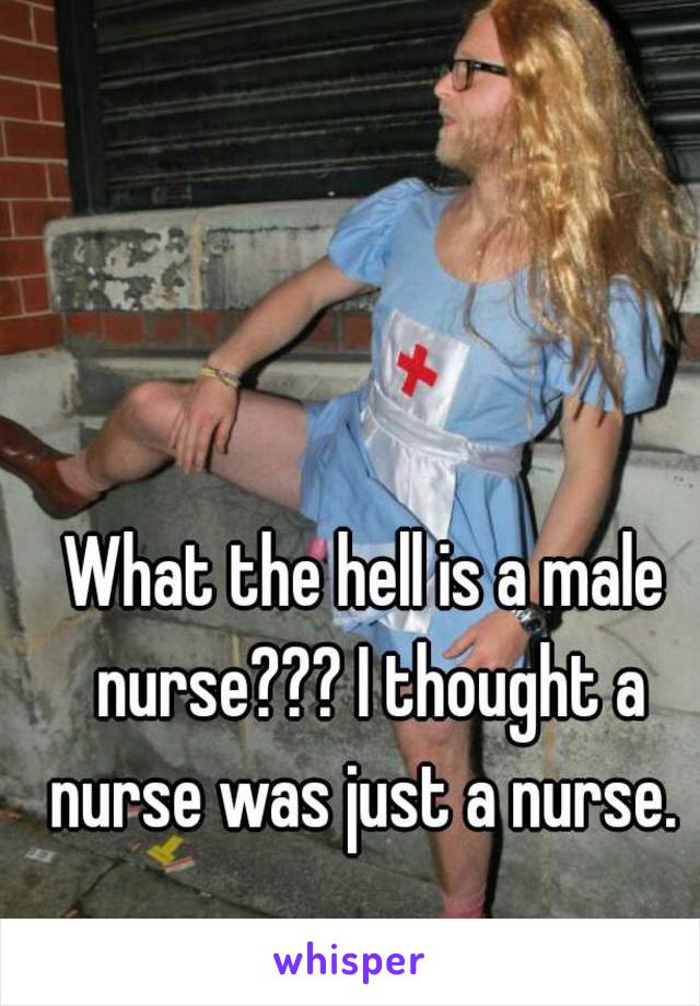 What the hell is a male nurse??? I thought a nurse was just a nurse. 