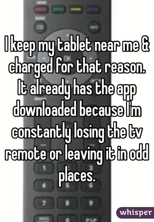 I keep my tablet near me & charged for that reason. It already has the app downloaded because I'm constantly losing the tv remote or leaving it in odd places. 