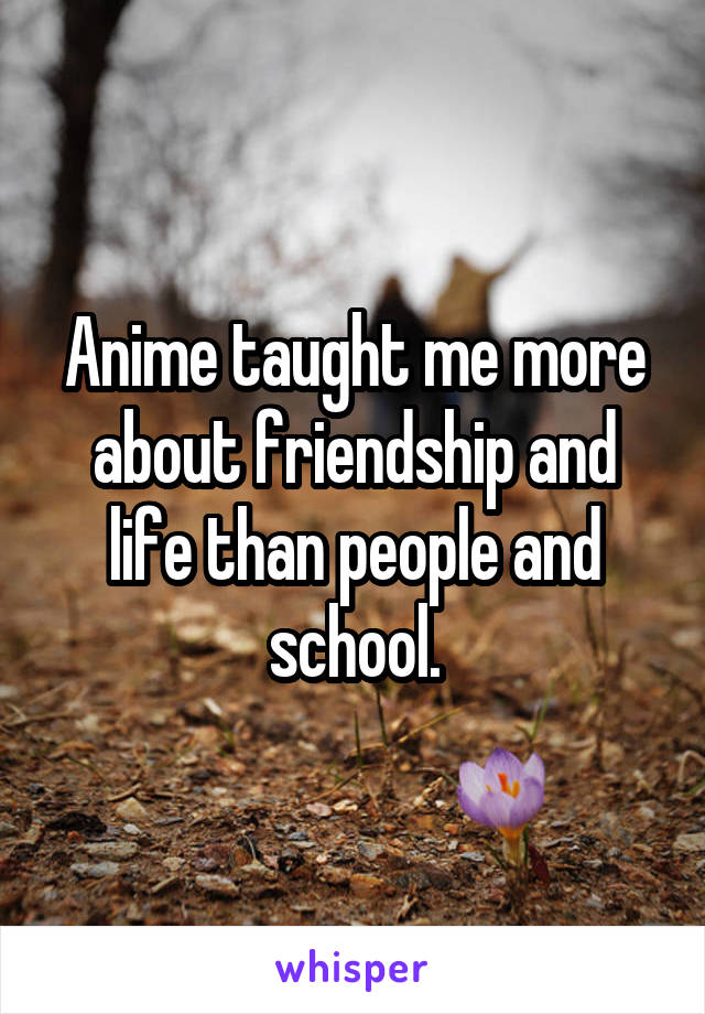 Anime taught me more about friendship and life than people and school.