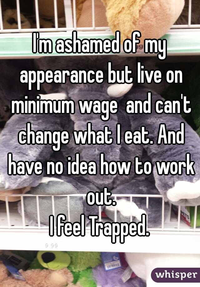 I'm ashamed of my appearance but live on minimum wage  and can't change what I eat. And have no idea how to work out.
I feel Trapped.