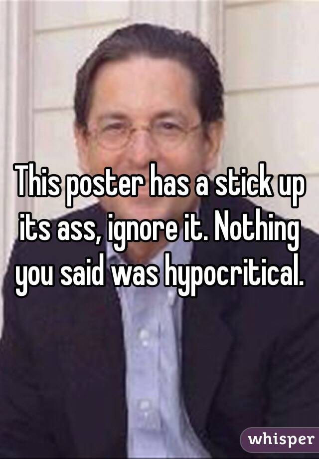 This poster has a stick up its ass, ignore it. Nothing you said was hypocritical. 