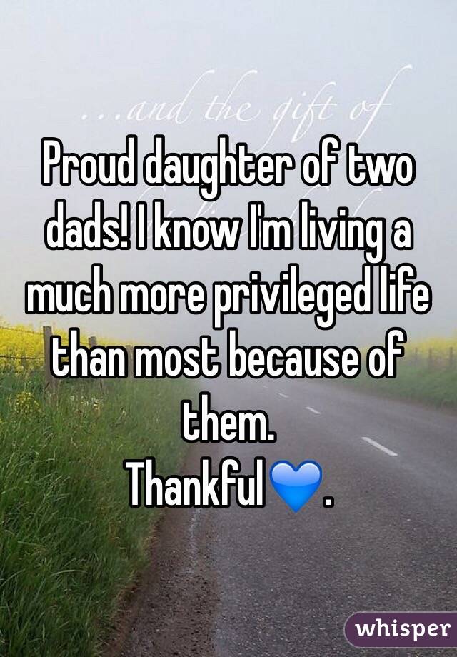 Proud daughter of two dads! I know I'm living a much more privileged life than most because of them.
Thankful💙.