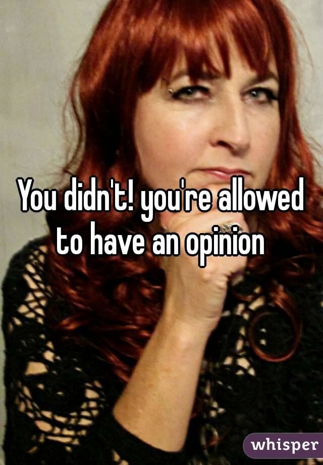 You didn't! you're allowed to have an opinion 