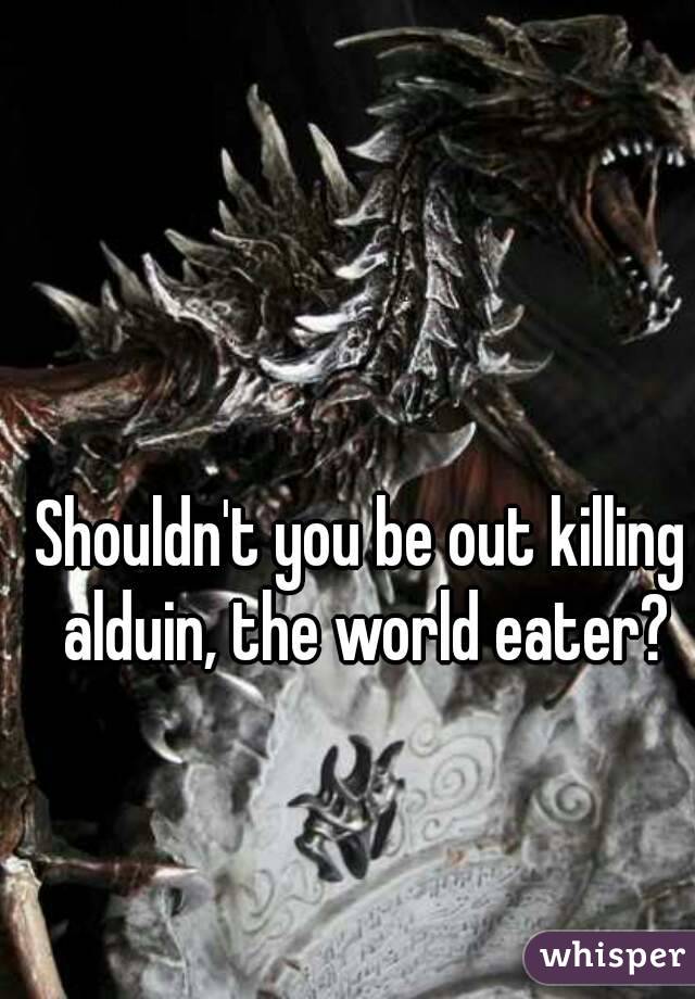 Shouldn't you be out killing alduin, the world eater?