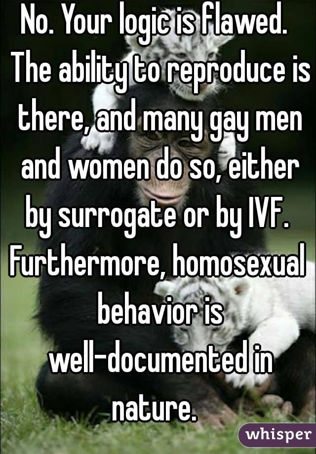 No. Your logic is flawed.  The ability to reproduce is there, and many gay men and women do so, either by surrogate or by IVF. 
Furthermore, homosexual behavior is well-documented in nature.  