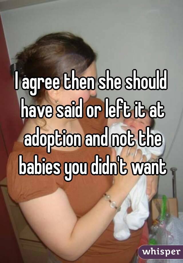 I agree then she should have said or left it at adoption and not the babies you didn't want