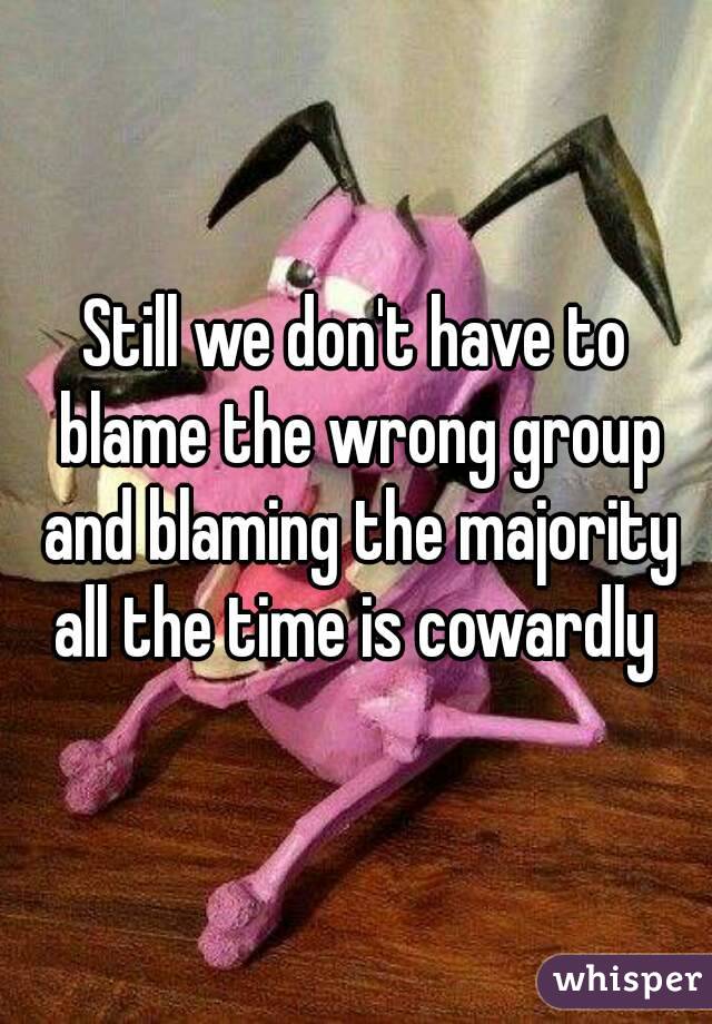 Still we don't have to blame the wrong group and blaming the majority all the time is cowardly 