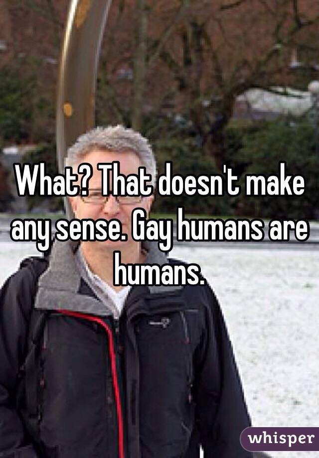 What? That doesn't make any sense. Gay humans are humans. 