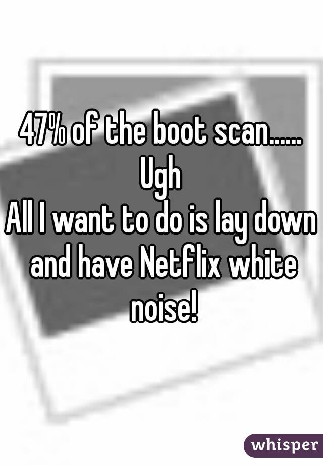 47% of the boot scan......
Ugh
All I want to do is lay down and have Netflix white noise!