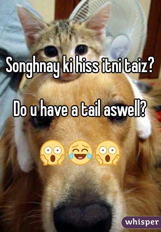 Songhnay ki hiss itni taiz?

Do u have a tail aswell?

😱😂😱