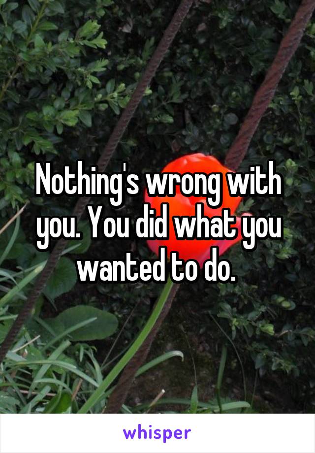 Nothing's wrong with you. You did what you wanted to do. 