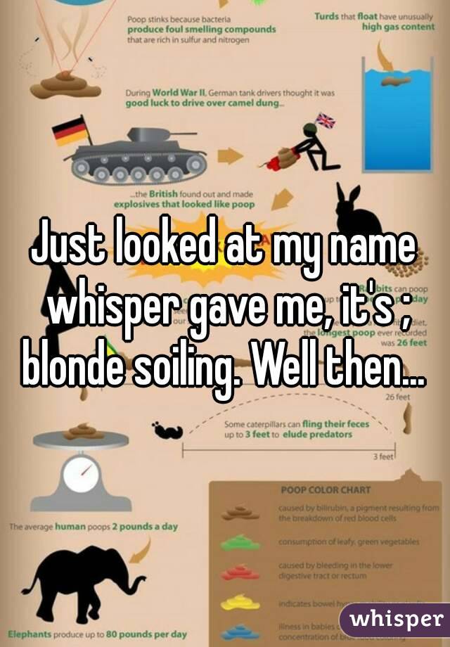 Just looked at my name whisper gave me, it's ; blonde soiling. Well then... 