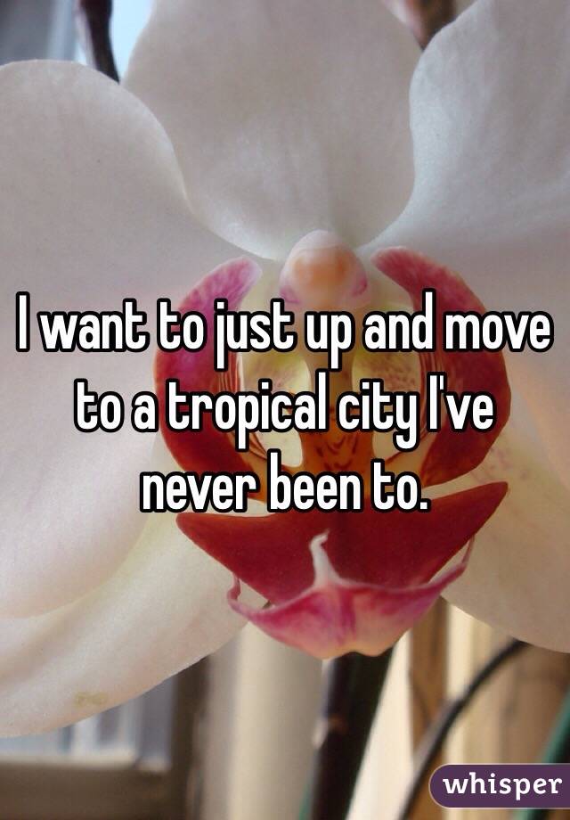 I want to just up and move to a tropical city I've never been to. 