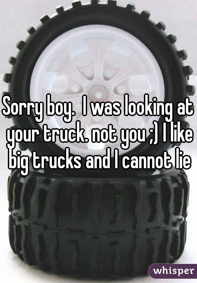 Sorry boy.  I was looking at your truck. not you ;) I like big trucks and I cannot lie