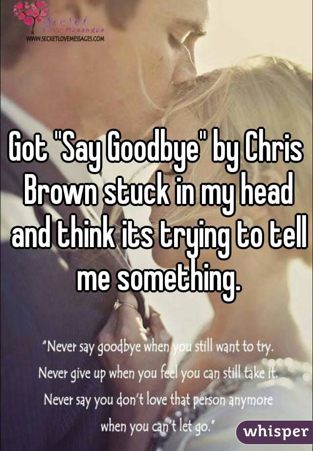 Got "Say Goodbye" by Chris Brown stuck in my head and think its trying to tell me something.
