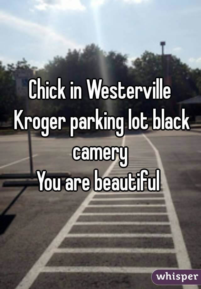 Chick in Westerville Kroger parking lot black camery 
You are beautiful 