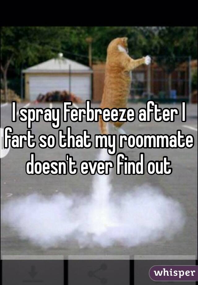 I spray Ferbreeze after I fart so that my roommate doesn't ever find out