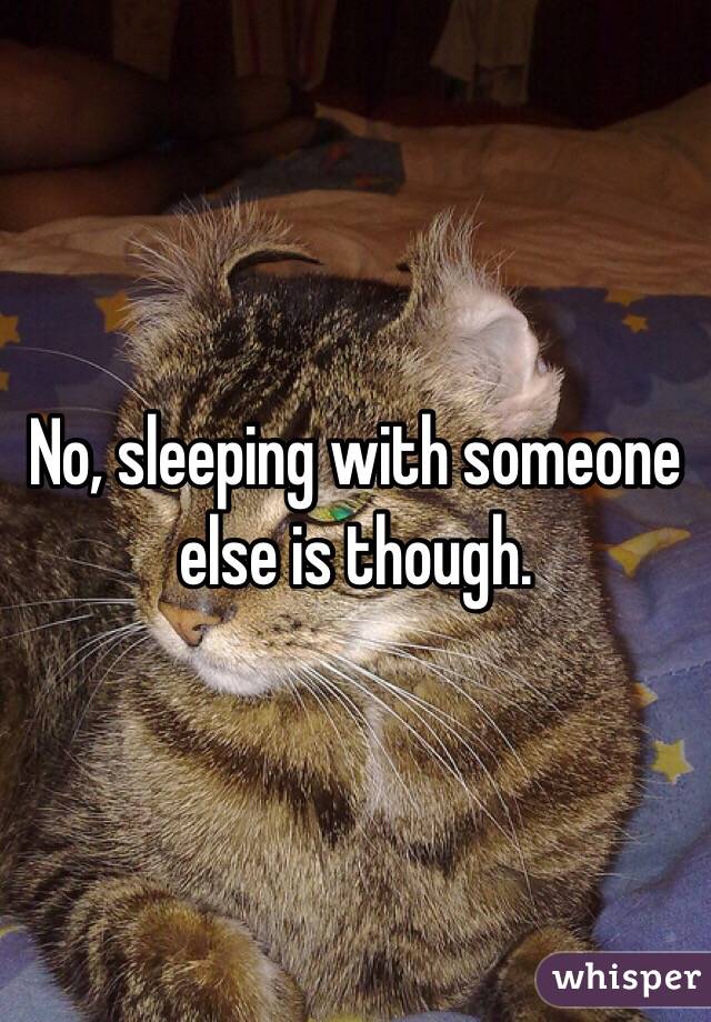 No, sleeping with someone else is though.