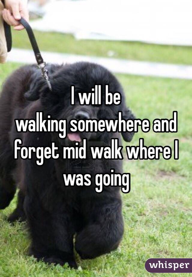 I will be
walking somewhere and forget mid walk where I was going 