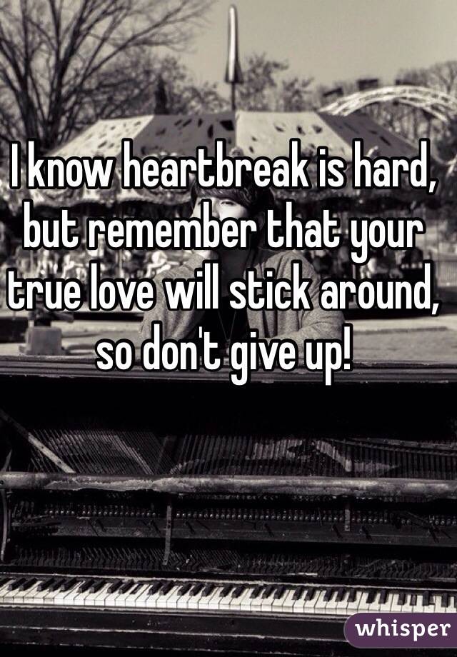 I know heartbreak is hard, but remember that your true love will stick around, so don't give up!