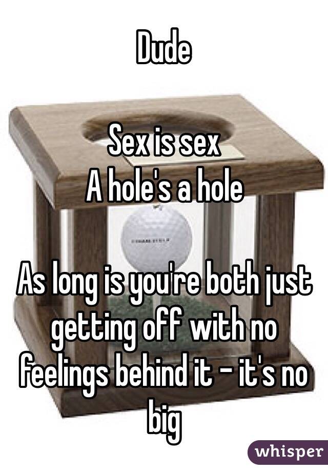 Dude

Sex is sex
A hole's a hole

As long is you're both just getting off with no feelings behind it - it's no big