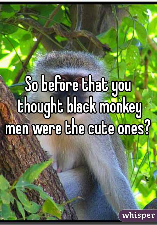 So before that you thought black monkey men were the cute ones? 