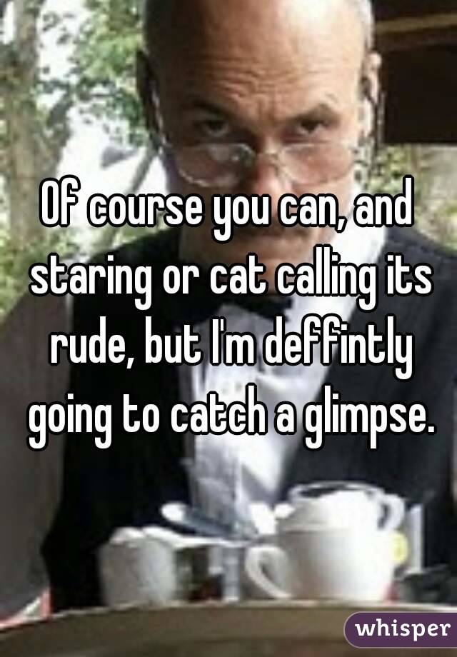Of course you can, and staring or cat calling its rude, but I'm deffintly going to catch a glimpse.