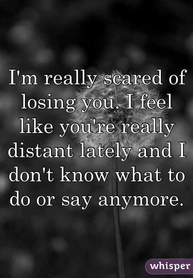I'm really scared of losing you. I feel like you're really distant lately and I don't know what to do or say anymore. 